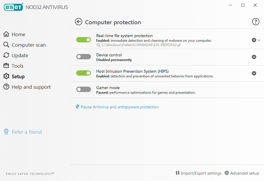 giao diện eset nod32 antivirus