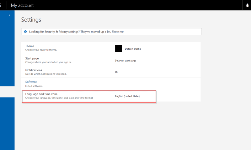 Cách thay đổi ngôn ngữ trên Office 365
