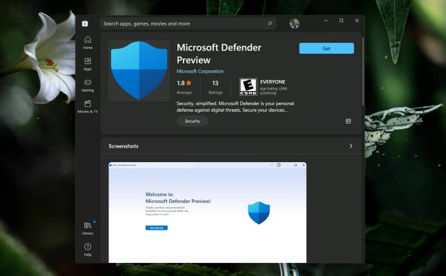 “Windows Defender phiên bản mới” đã xuất hiện trên Microsoft Store